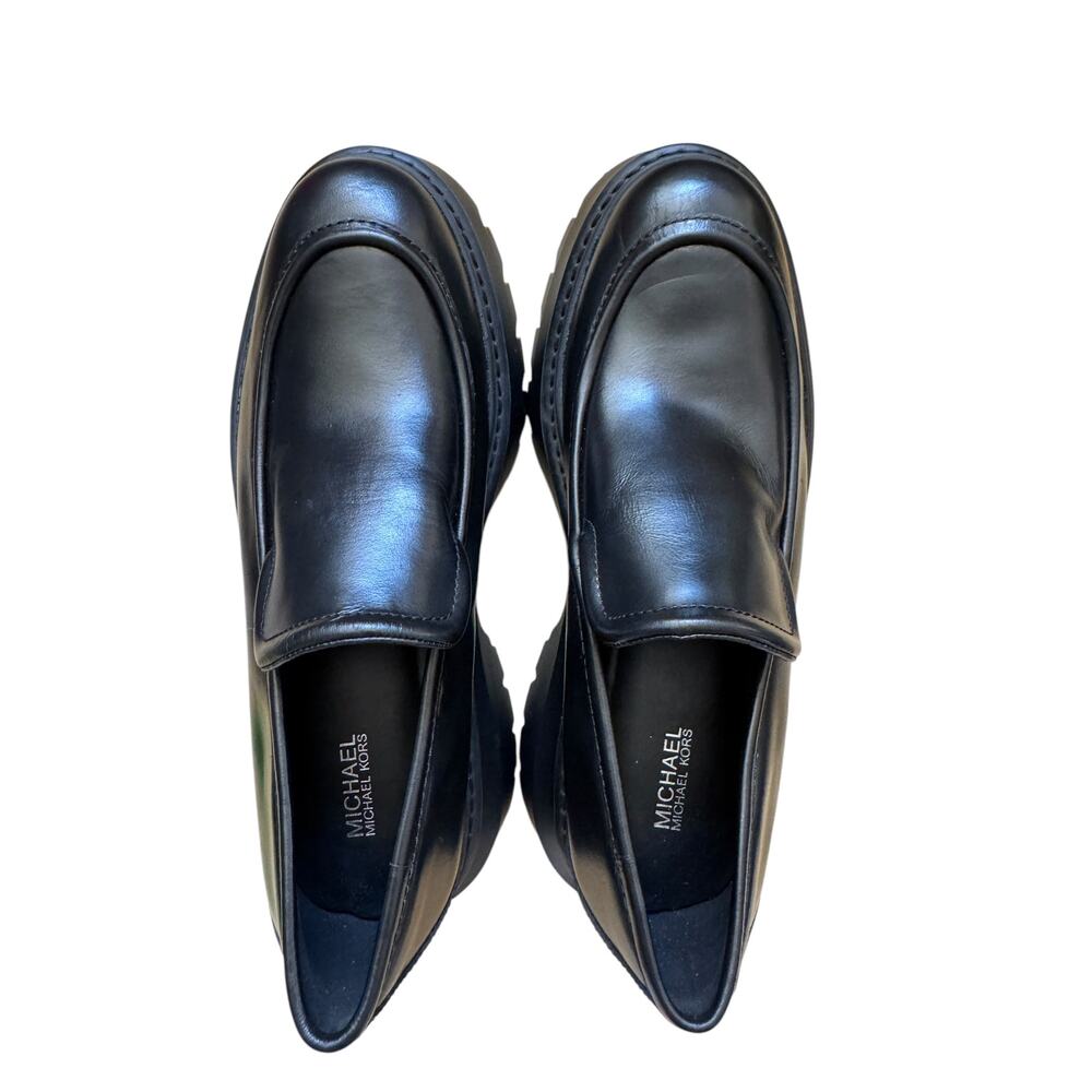 Michael Kors Shiloh Leather Chunky Loafers Platform Slip On Black Sz 9.5 NWT - Picture 2 of 7